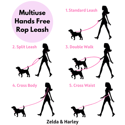 Zelda & Harley Hands Free Rope Leash Hands Free Rope Lead - Black